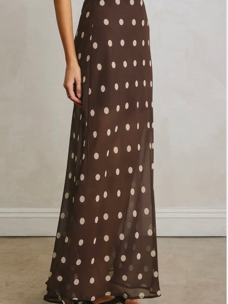 Pull Out All The Dots Skirt in Chocolate