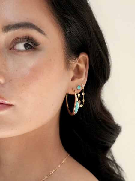 Double Piercing Turquoise Earrings
