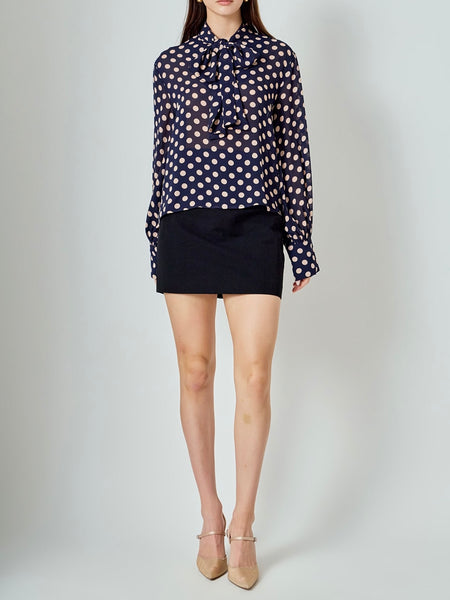 Dot To The Top Blouse in Navy & Blush