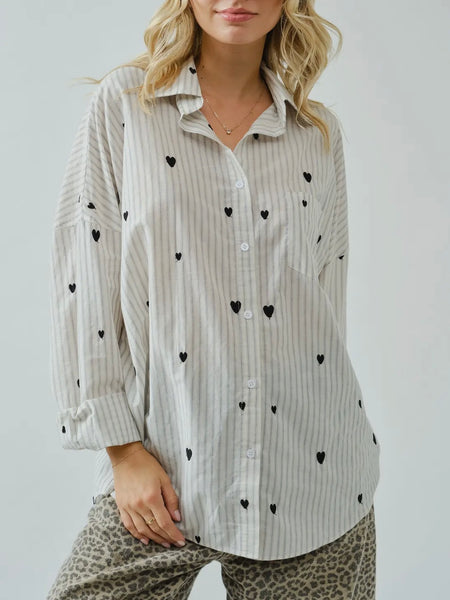 Heart to Heart Button Up in Ivory