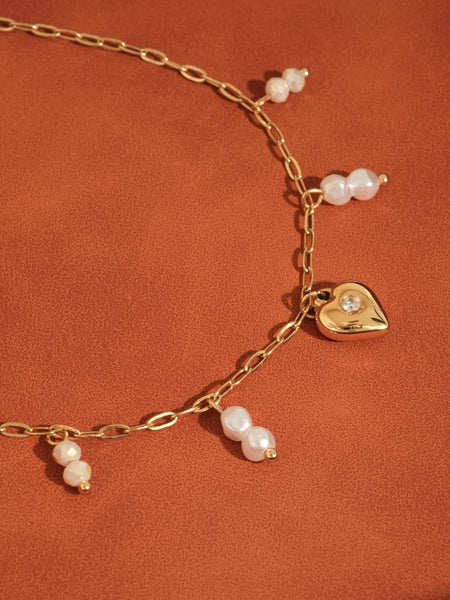 Paray Pearl Heart Charm Necklace