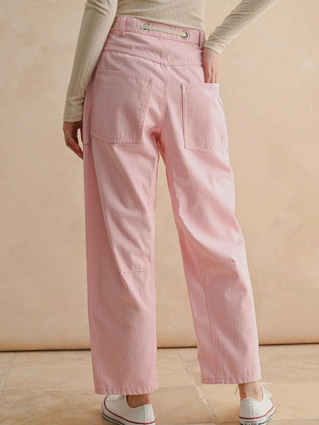 Something Striped Barrel Pants in Pink