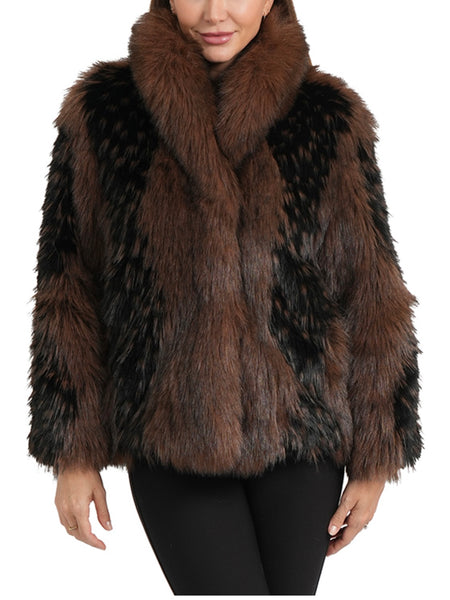 Estella Faux Fur Coat in Brown