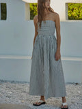 Suzy Striped Maxi Dress in Off White