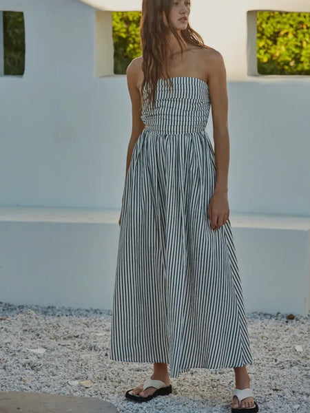 Suzy Striped Maxi Dress in Off White