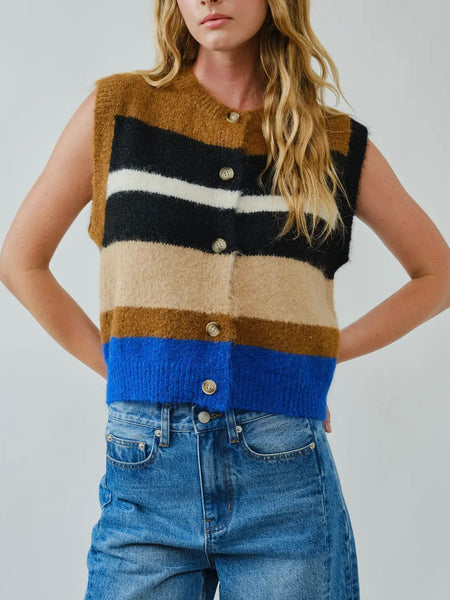 Maple on the Mind Sweater Vest in Brown Combo