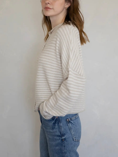 Piper Cardigan in Cream Stripe