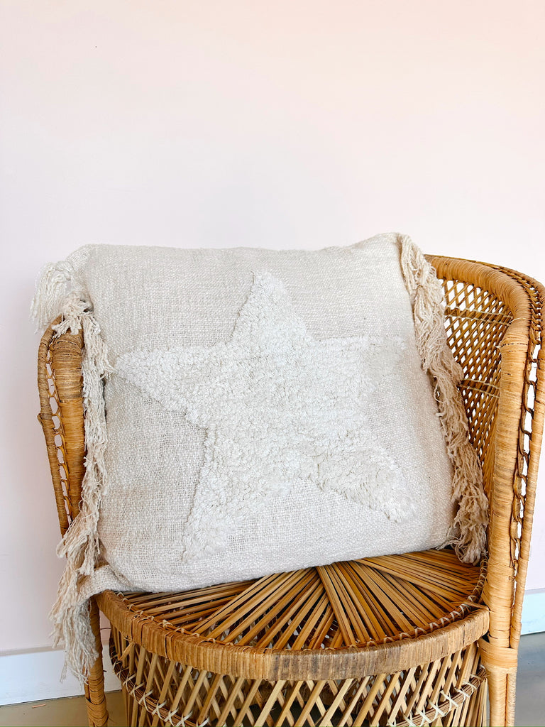 Star Tassel Pillow in Cream