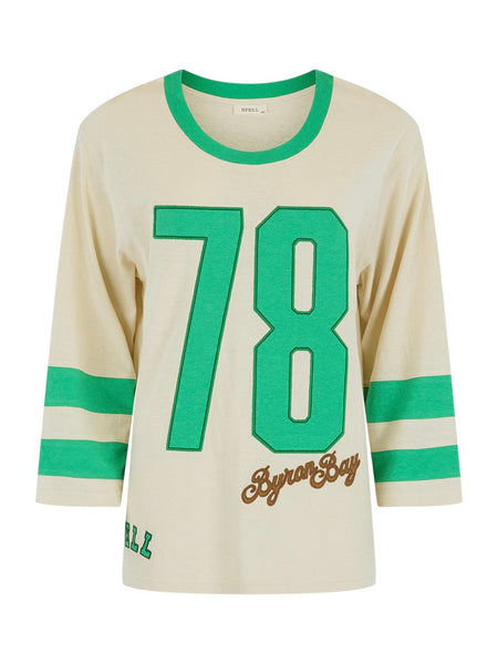 Homecoming Long Sleeve Biker Tee in Green Fields