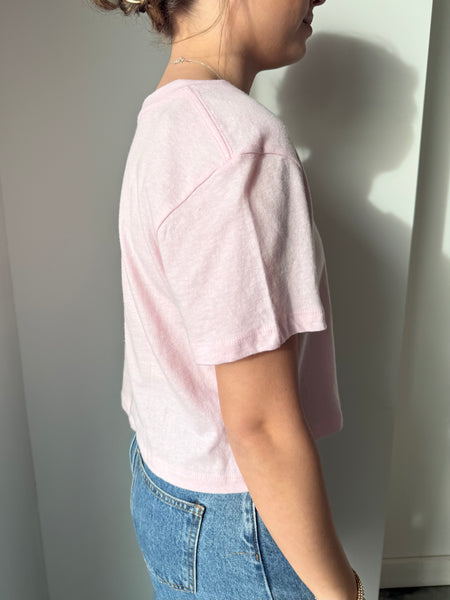 Out of the Boxy Crop Tee in Light Pink