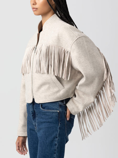 Own It Fringe Jacket in Sand