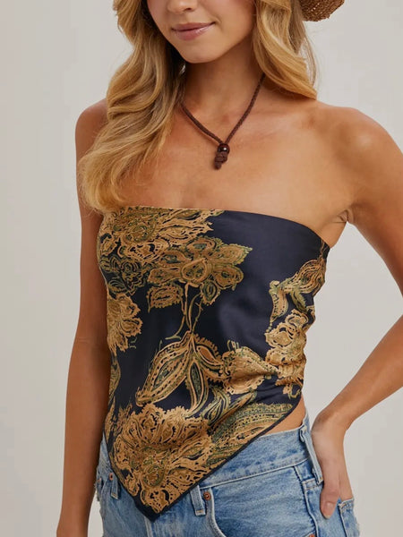 All Of A Sudden Scarf Top in Navy