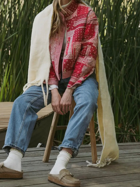 Piece It Together Quilted Jacket in Red