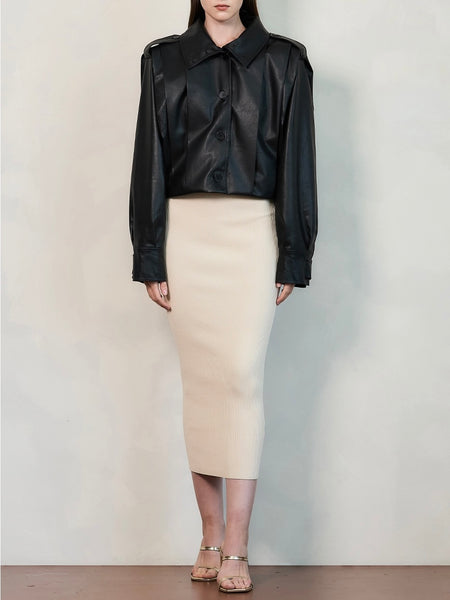 On RePLEAT Faux Leather Jacket in Black