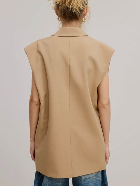 Power Play Blazer Vest in Beige