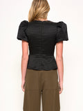 Bowie Top in Black Houndstooth