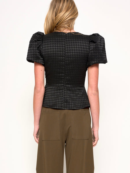Bowie Top in Black Houndstooth