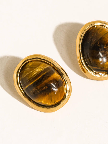 Dahlia Vintage Stone Earring in Brown