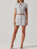 Mavey Tweed Skirt in Ice Blue