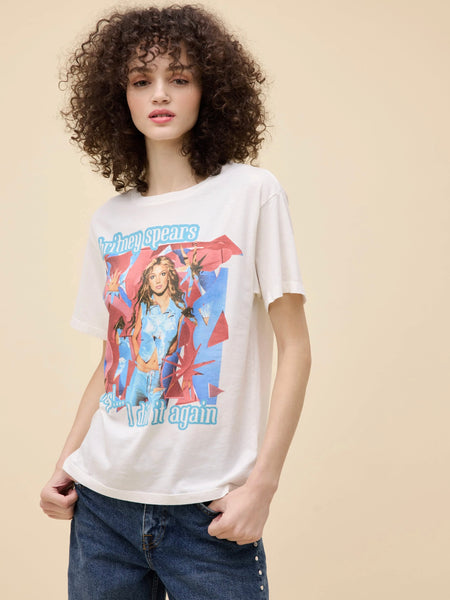 Britney Spears Oops I Did It Again Boyfriend Tee in Vintage White