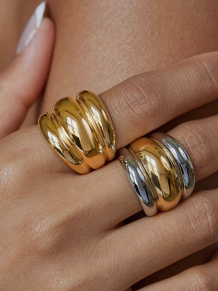 Daelen Dome Ring in Two Tone