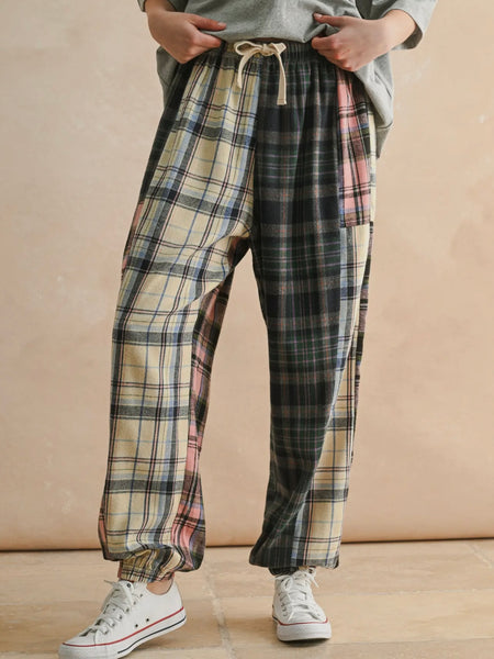 Plaid To The Bone Joggers in Green Multi