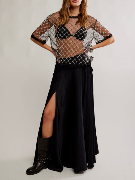 Loir Embellished Knit Top in Black