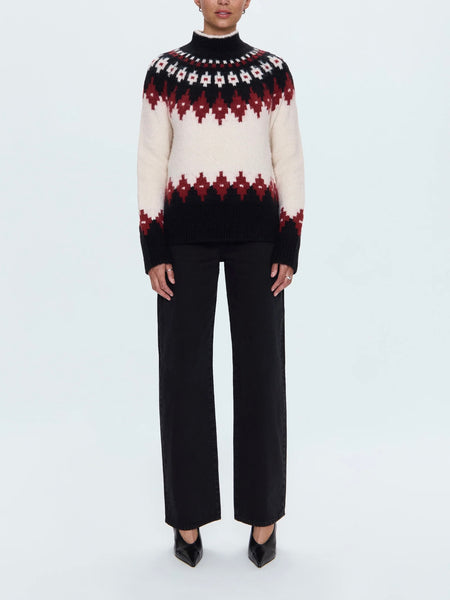 Astrid Sweater in White Oxblood Fair Isle