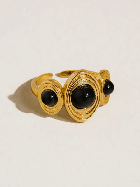 Veona Tri Stone Ring in Black