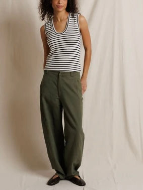 Tracy U Neck Tank in Natural & Black Stripe