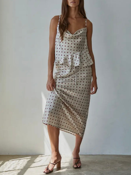 Smidge Of Satin Top in Cream Polka Dot