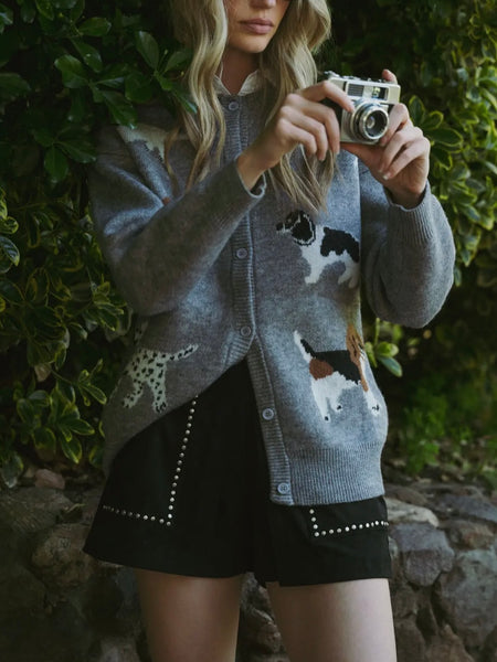 In the Doghouse Cardigan in Grey