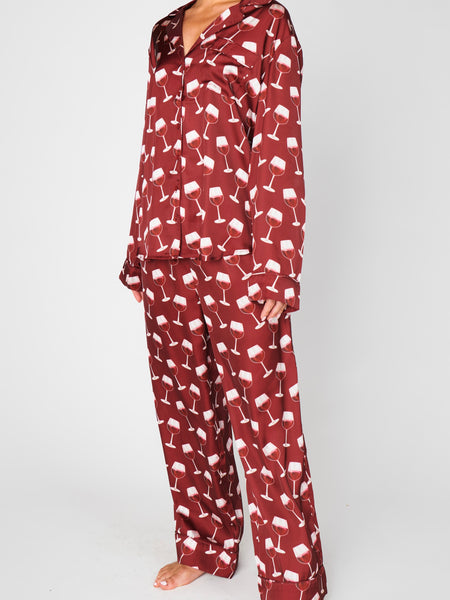Classic PJ Set in Red Wine Silky
