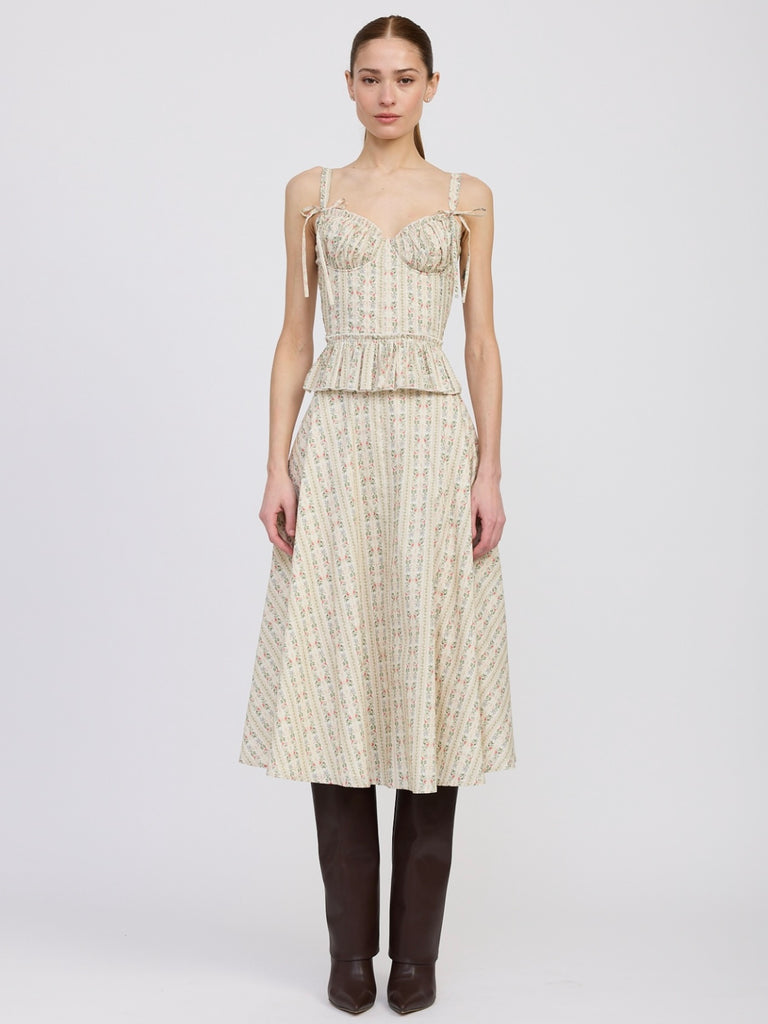 Rosalia Midi Skirt in Ivory & Olive