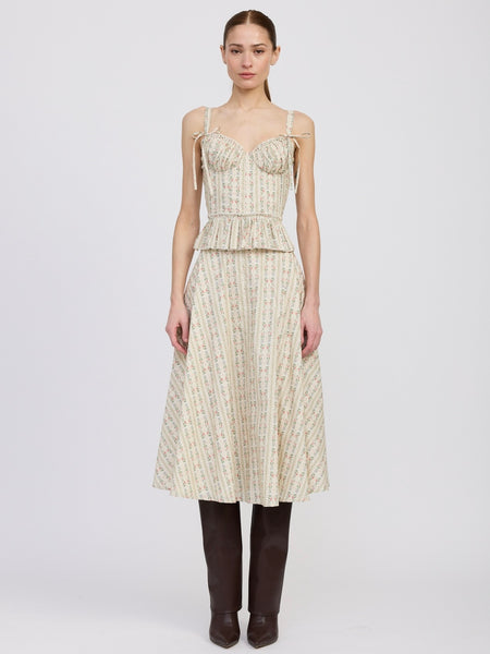 Rosalia Midi Skirt in Ivory & Olive