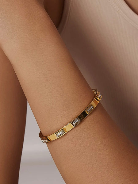 Tanith Baguette CZ Bangle in White