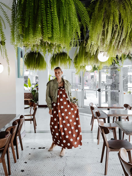 Millie Polka Dot Dress in Brown