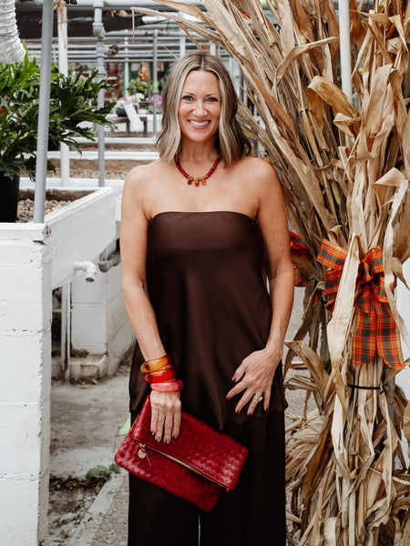Felix Beaded Necklace in Maroon