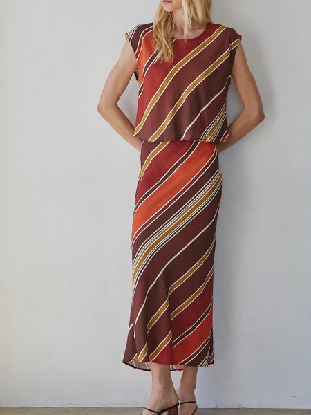 Sunset Stripe Top in Chocolate Rust