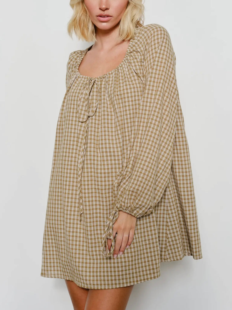 Plaid About Her Mini Dress in Olive