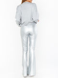 Nashville Pull On Flare in Silver Faux Leather