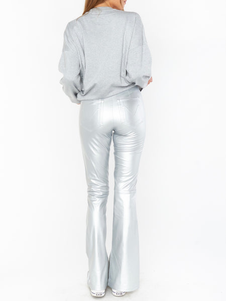 Nashville Pull On Flare in Silver Faux Leather