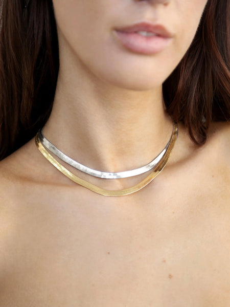 Brooklyn Flat Herringbone Chain Necklace