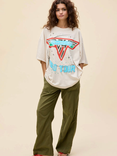 Van Halen 1980 Tour One Size Tee in Dirty White