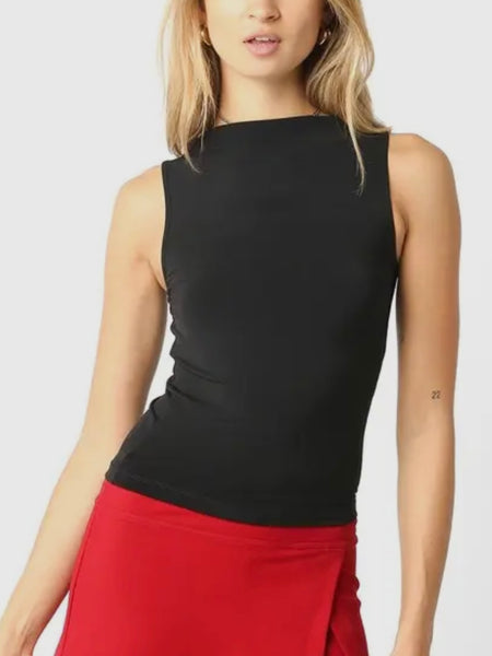 Sky High Neck Tank in Black