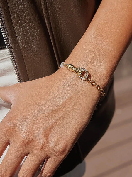 Isoria Pearl CZ Hand Bracelet