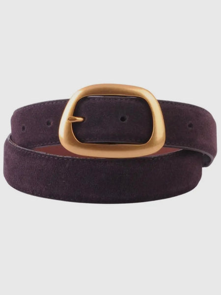 Suede Buckle Belt in Chocolate