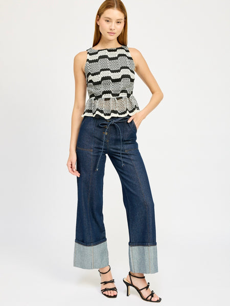 Genesis Top in Black & Ivory