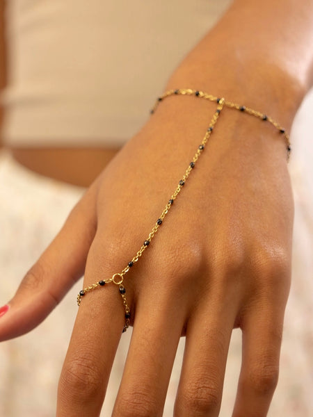 Black Beaded Hand Chain