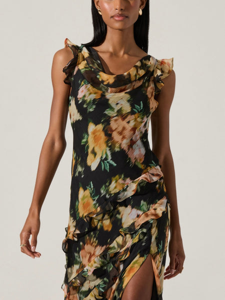 Alinta Dress in Black Floral